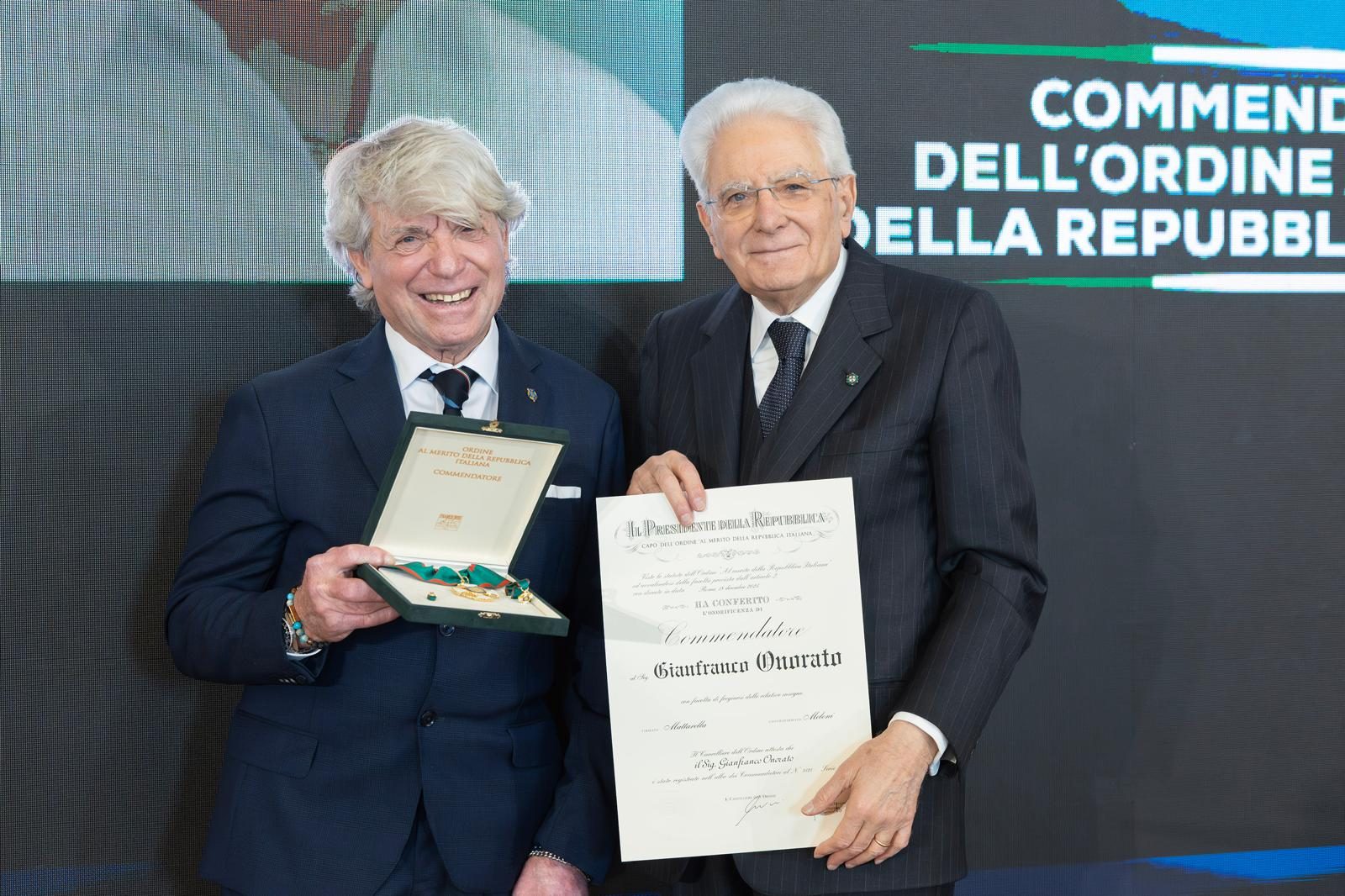 Jeff Onorato riceve la nomina a Commendatore dell'Ordine al Merito della Repubblica Italiana
