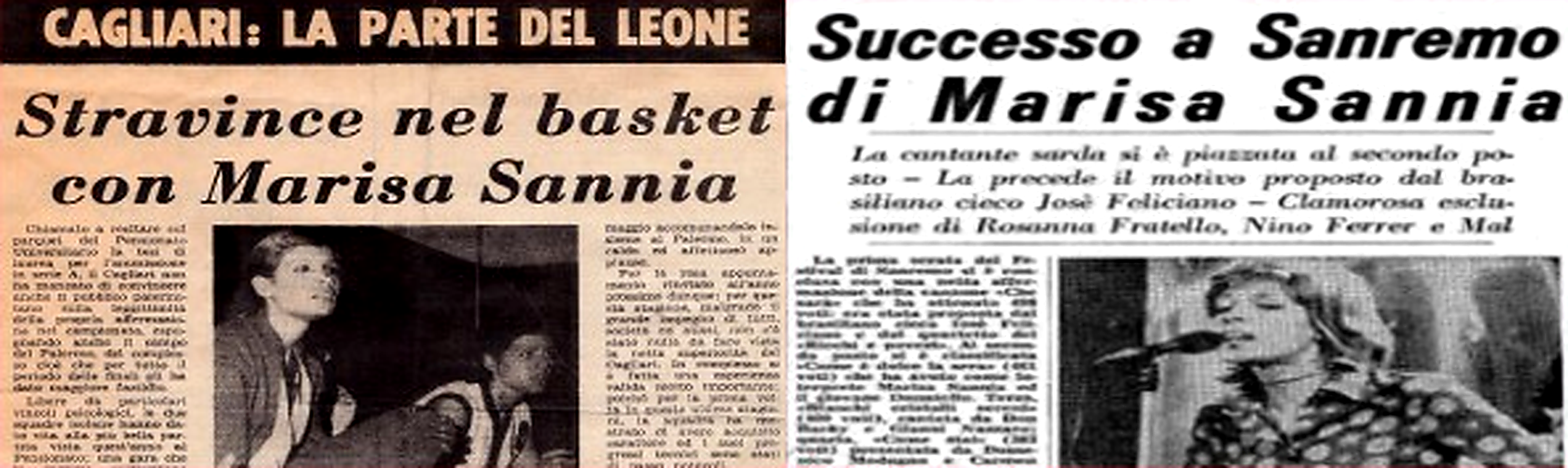 Ritagli di stampa: la vittoria nel basket a Cagliari e il successo a Sanremo
